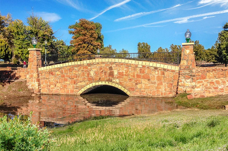 Buried bridge with natural stone